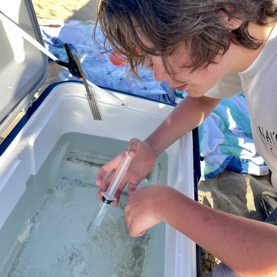 I used large plastic syringes to take the samples.